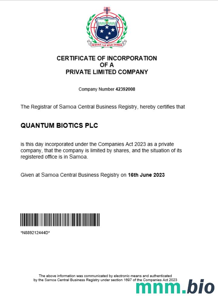 Samoa business registration vcertyfikat Word i szablon PDF
